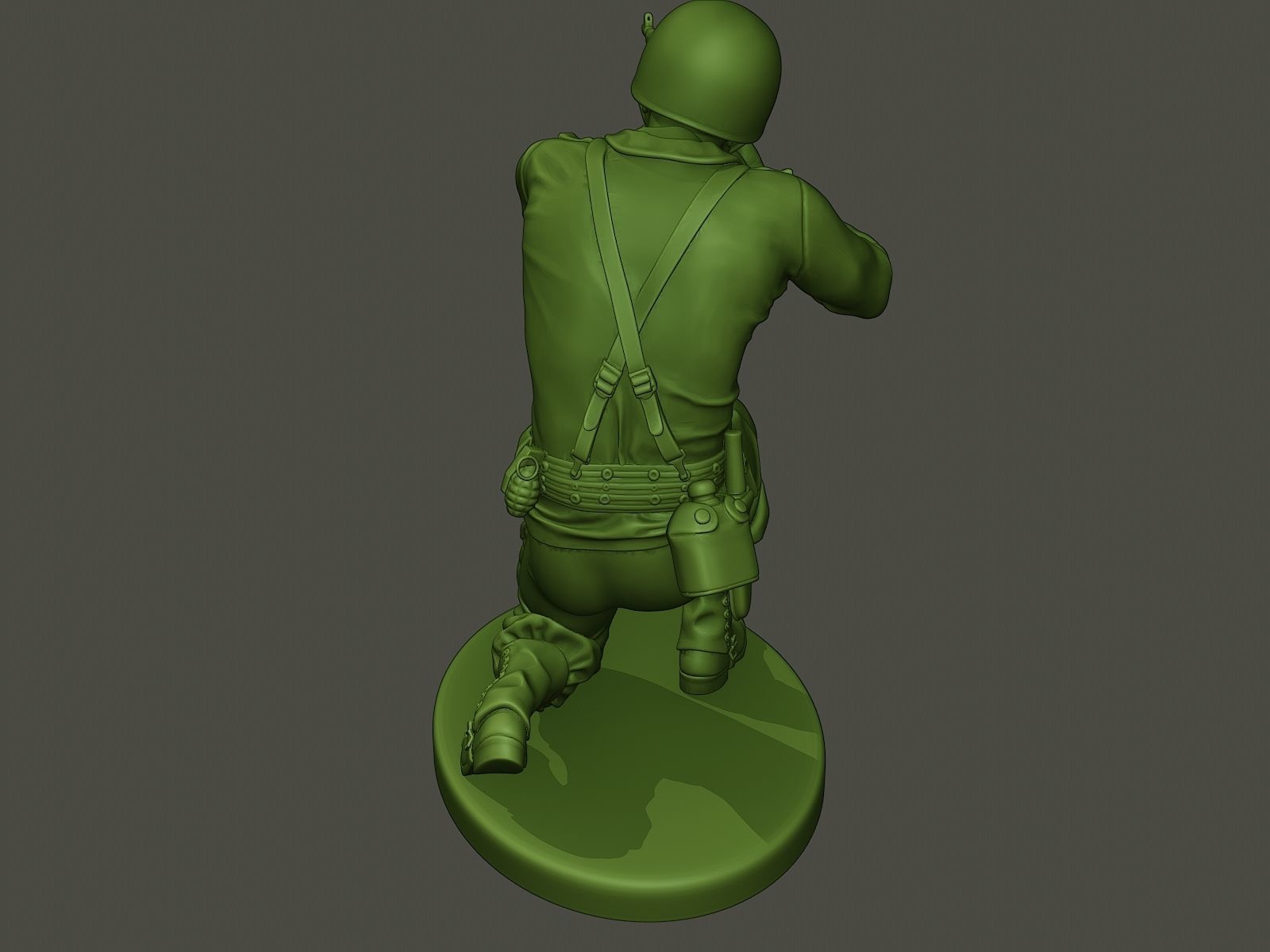 American soldier ww2 Shoot crouched A5 3D print model_20