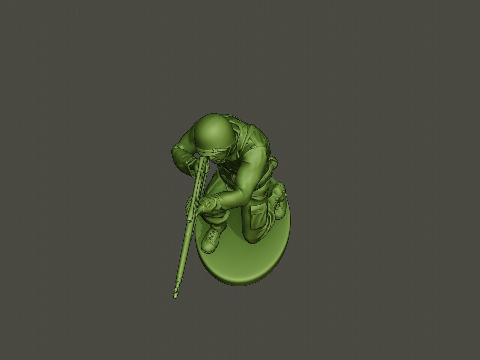 American soldier ww2 Shoot crouched A5 3D print model_13