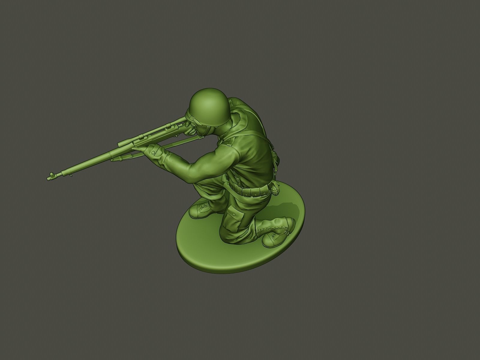 American soldier ww2 Shoot crouched A5 3D print model_14