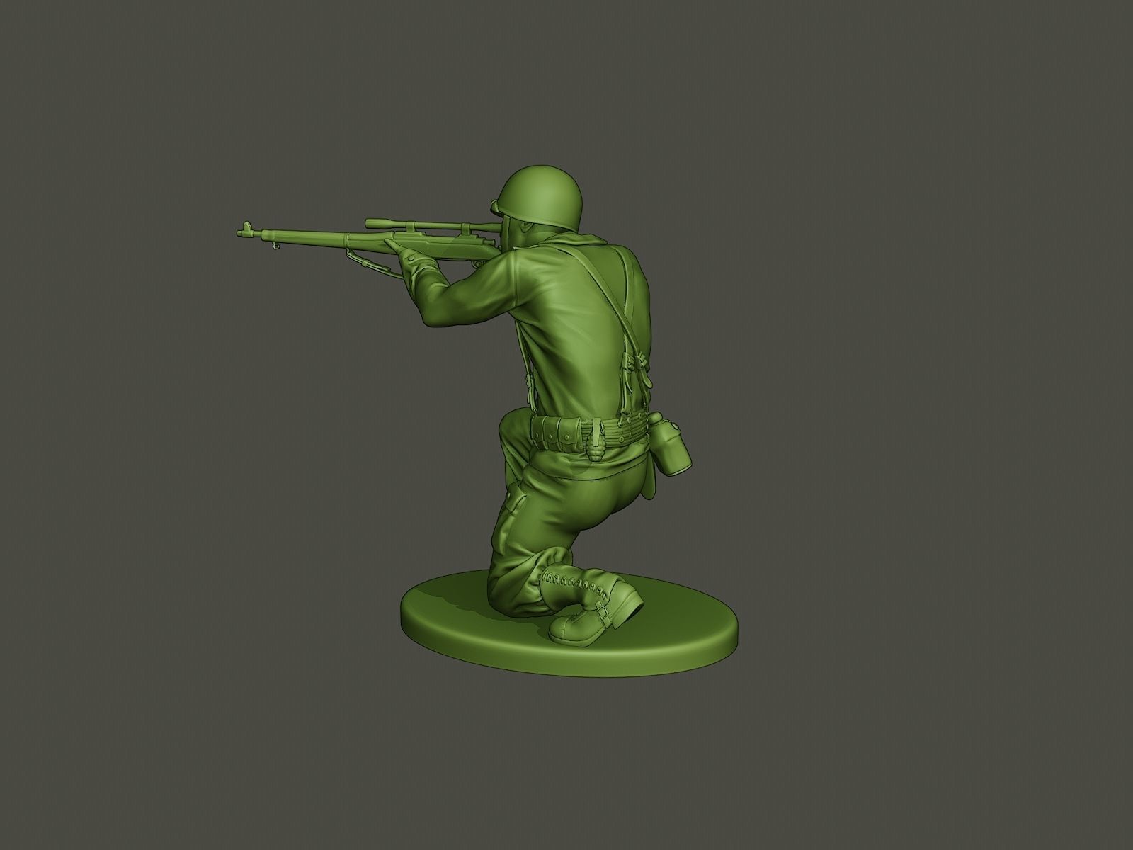American soldier ww2 Shoot crouched A5 3D print model_3