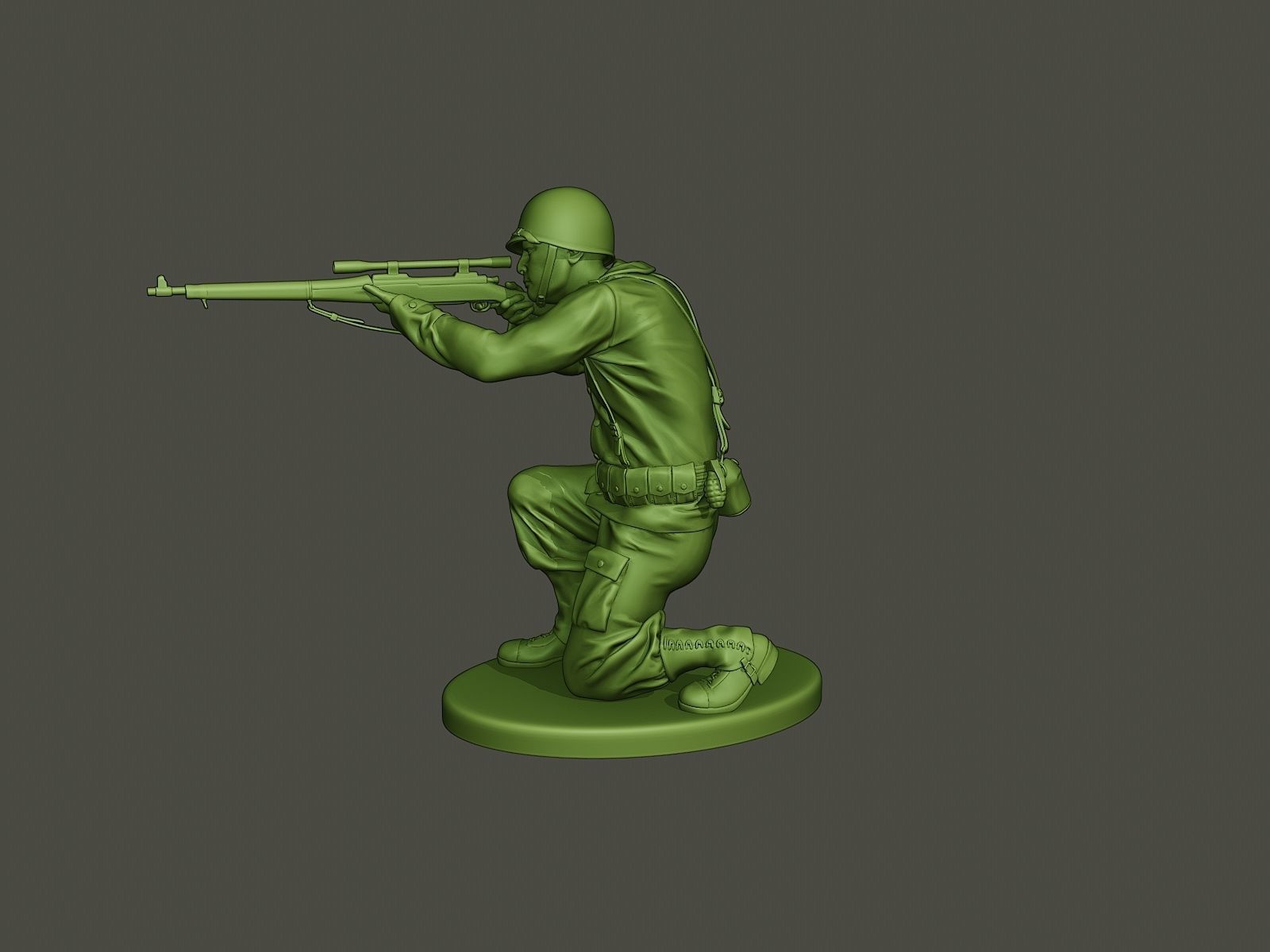 American soldier ww2 Shoot crouched A5 3D print model_2