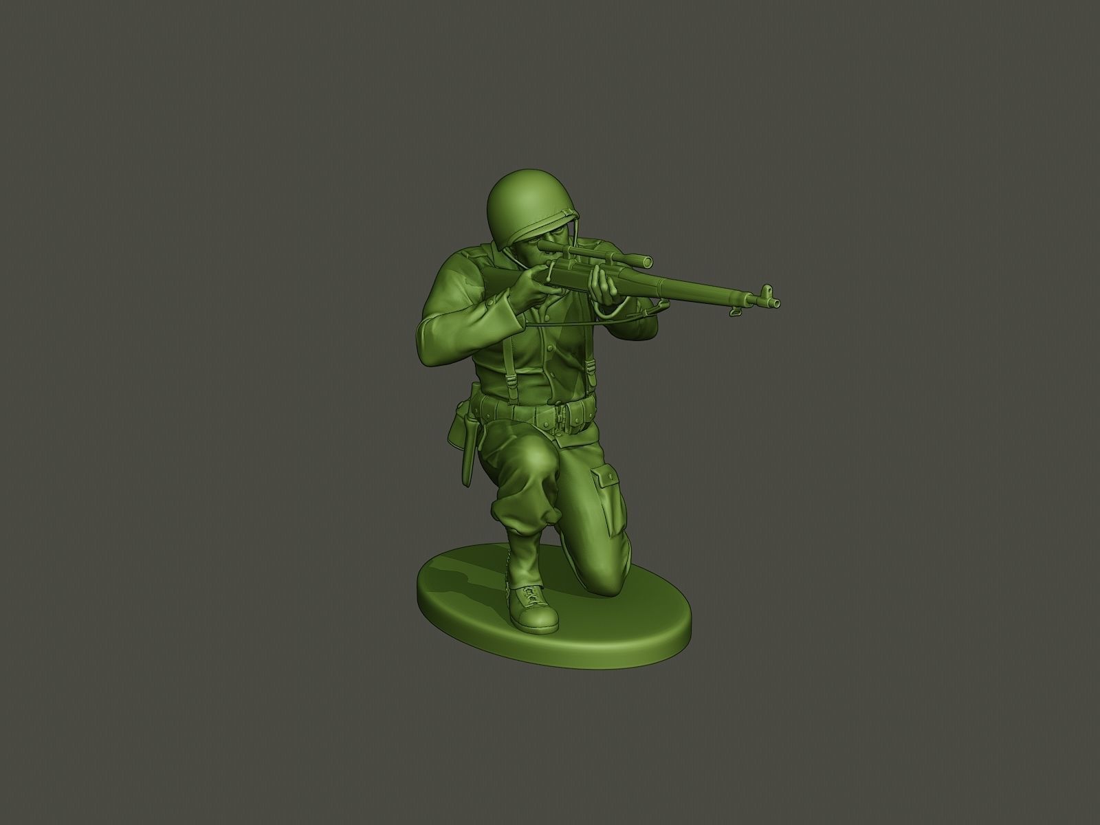 American soldier ww2 Shoot crouched A5 3D print model_9