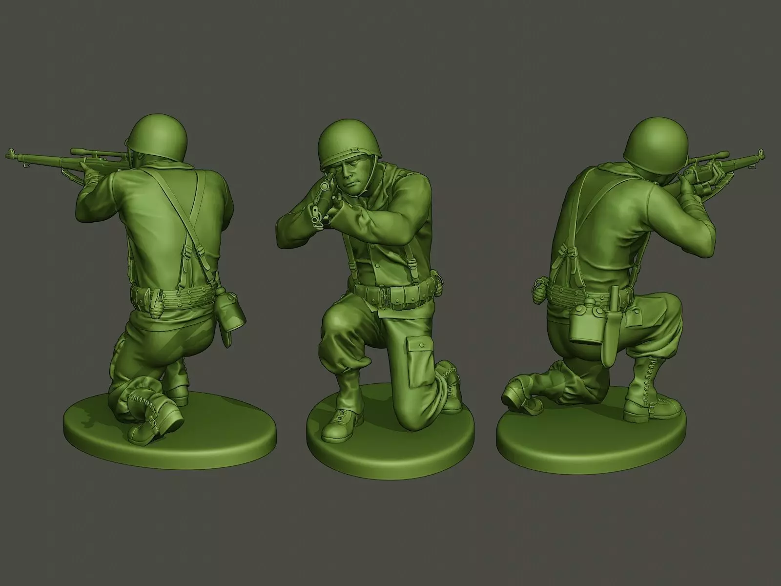 American soldier ww2 Shoot crouched A5 3D print model_0