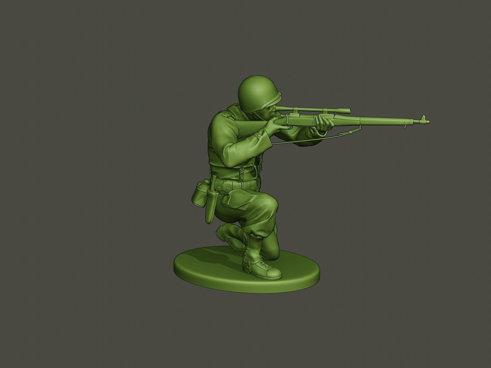 American soldier ww2 Shoot crouched A5 3D print model_8