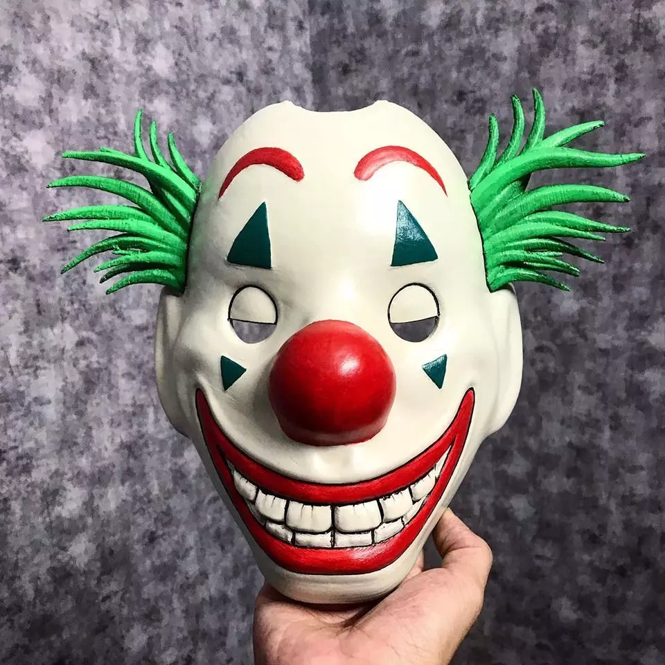 Joker Mask 2019 with hair  - Clown mask 2019 - Halloween Mask 3D print model_0