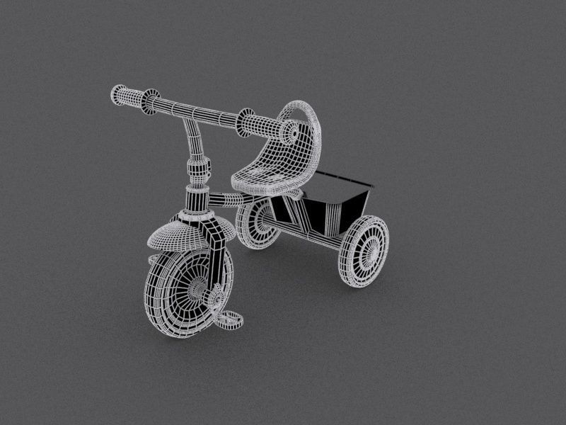 Kids Tricycle Low-poly 3D model_5