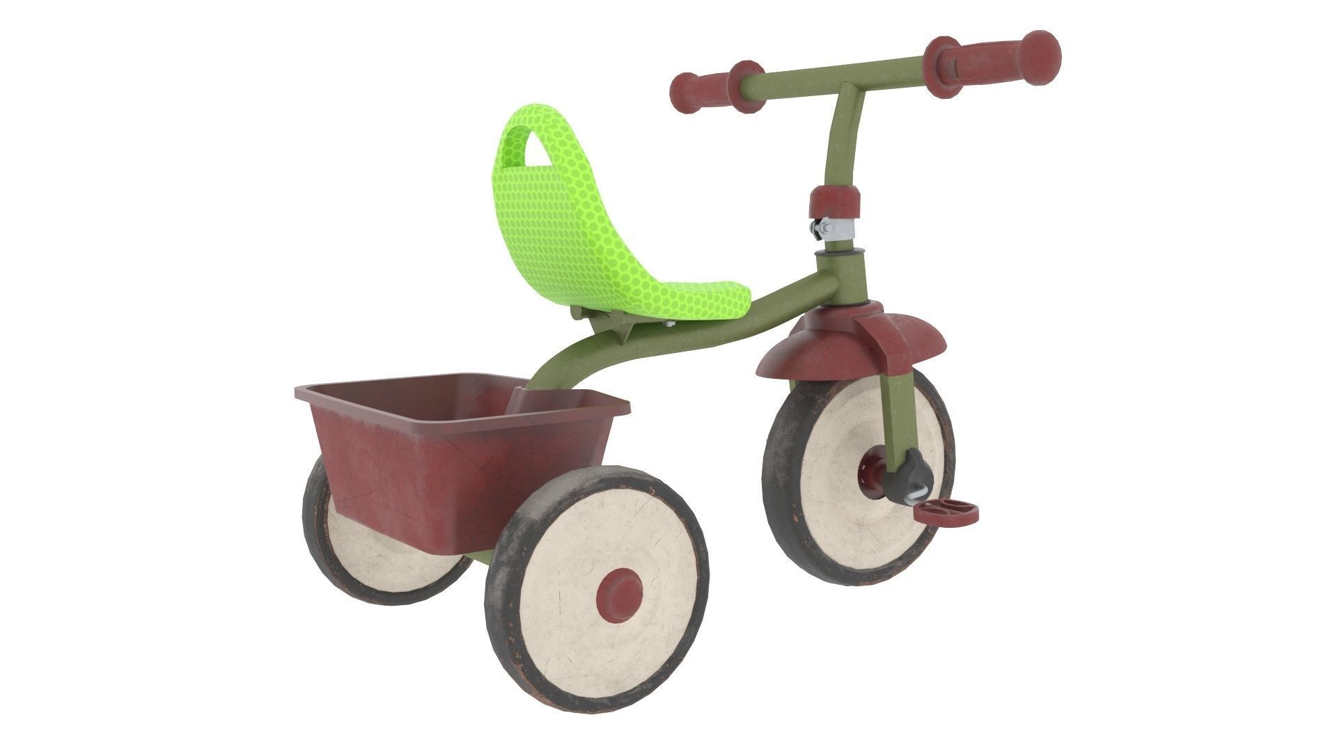 Kids Tricycle Low-poly 3D model_3