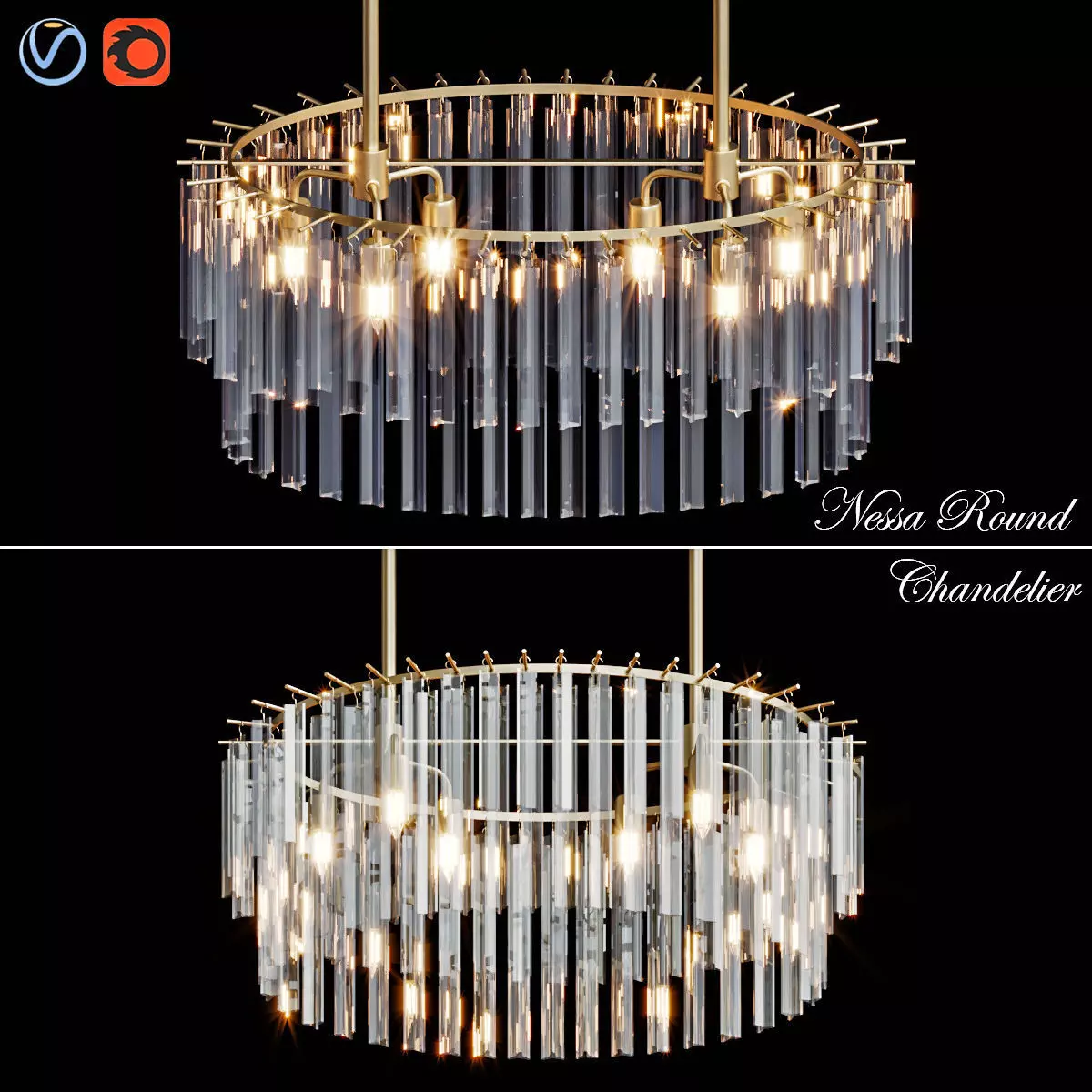 Nessa Round Chandelier 1 3D model_0