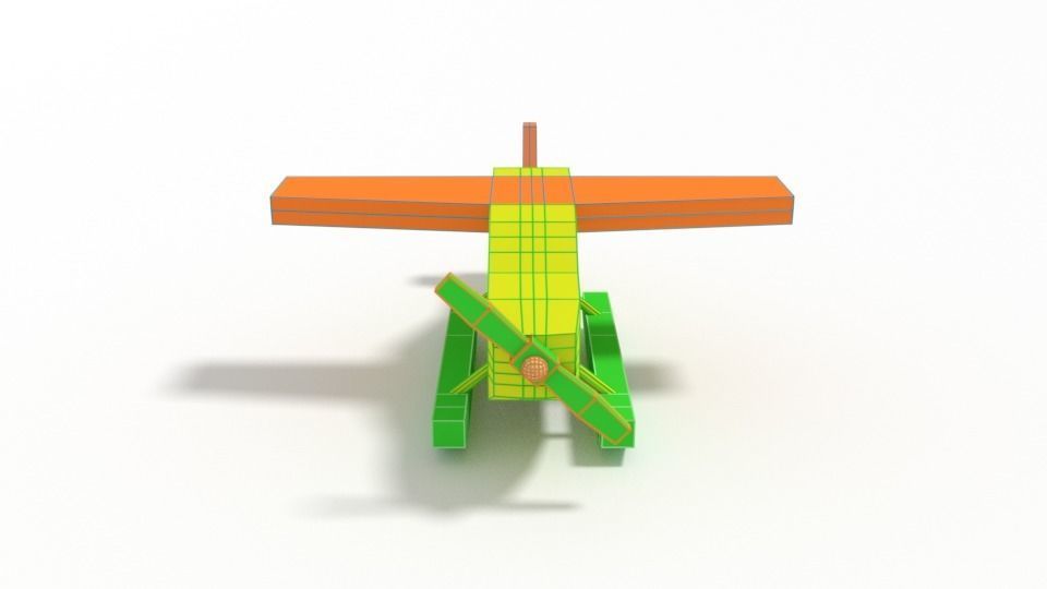 Low Poly Cartoon Hydroplane Toy Low-poly 3D model_8