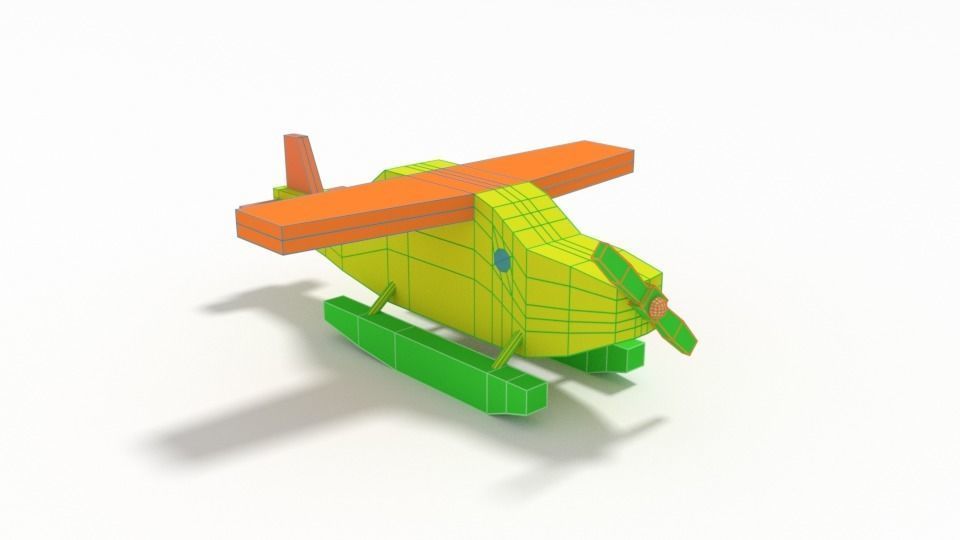 Low Poly Cartoon Hydroplane Toy Low-poly 3D model_9