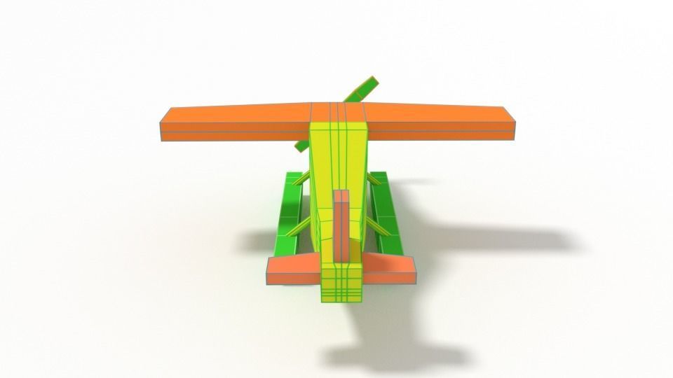 Low Poly Cartoon Hydroplane Toy Low-poly 3D model_11
