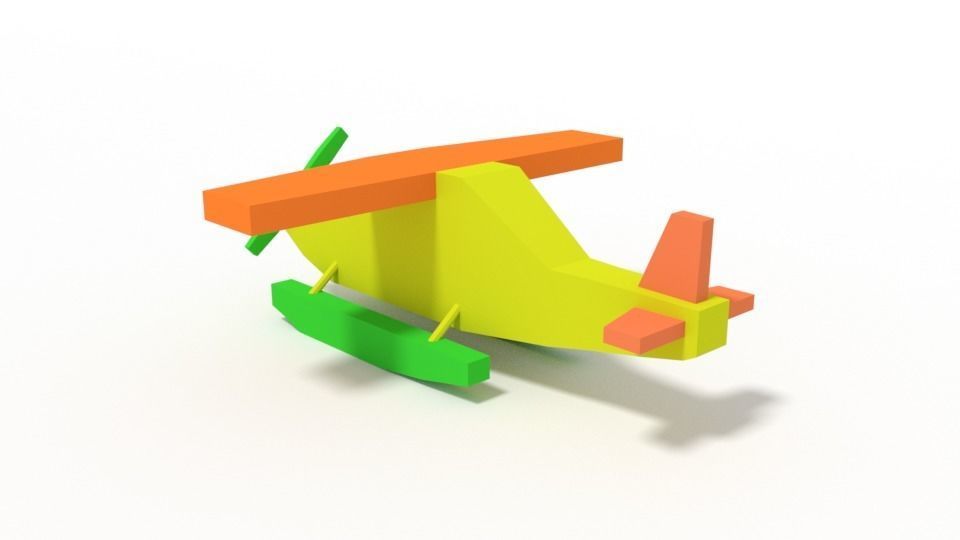 Low Poly Cartoon Hydroplane Toy Low-poly 3D model_4
