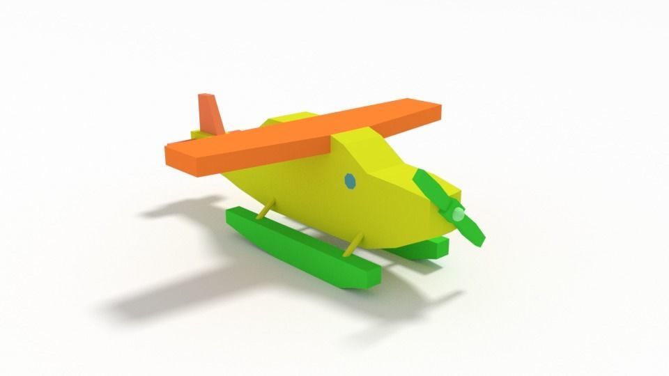 Low Poly Cartoon Hydroplane Toy Low-poly 3D model_2
