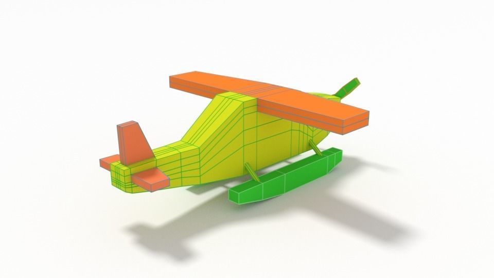 Low Poly Cartoon Hydroplane Toy Low-poly 3D model_10