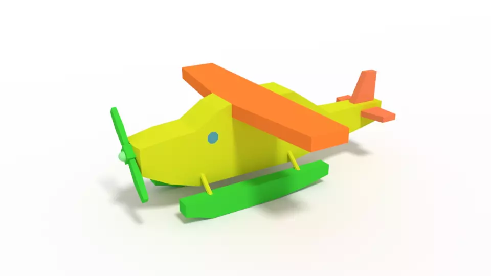 Low Poly Cartoon Hydroplane Toy Low-poly 3D model_0