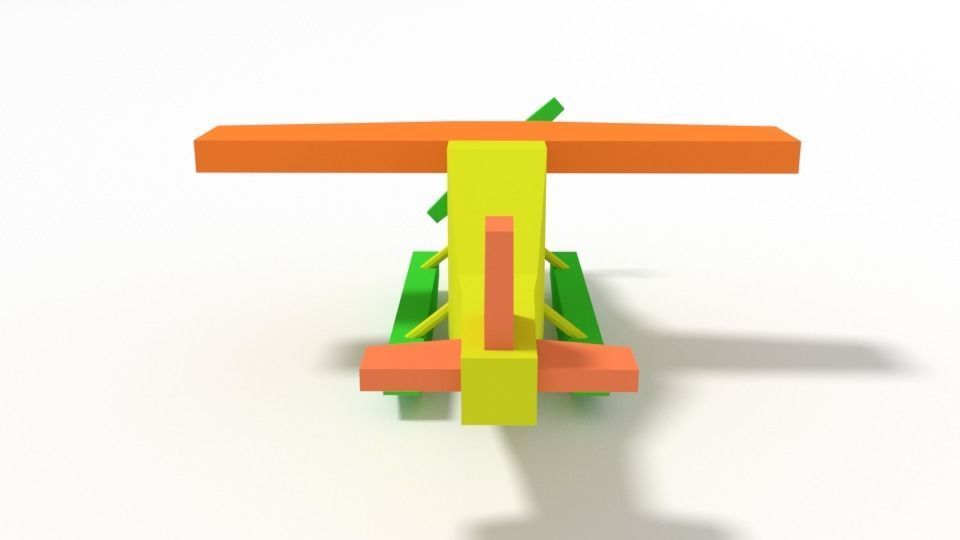 Low Poly Cartoon Hydroplane Toy Low-poly 3D model_3