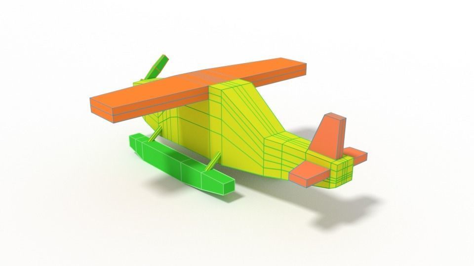 Low Poly Cartoon Hydroplane Toy Low-poly 3D model_12
