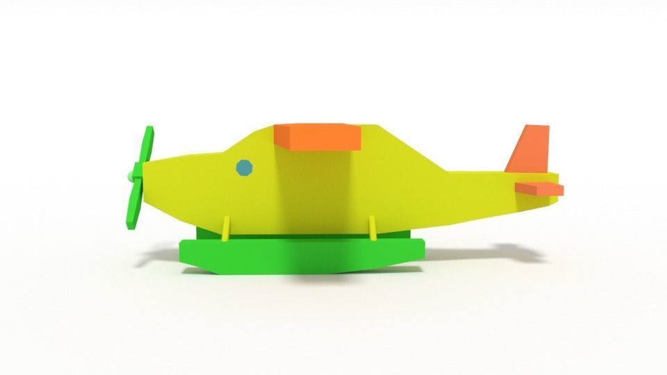 Low Poly Cartoon Hydroplane Toy Low-poly 3D model_5
