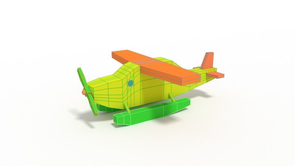 Low Poly Cartoon Hydroplane Toy Low-poly 3D model_7