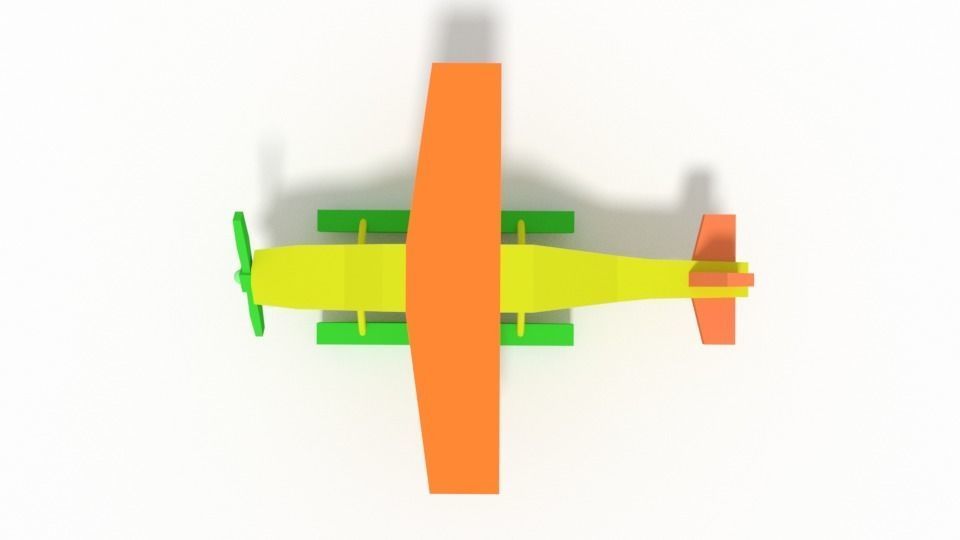 Low Poly Cartoon Hydroplane Toy Low-poly 3D model_6