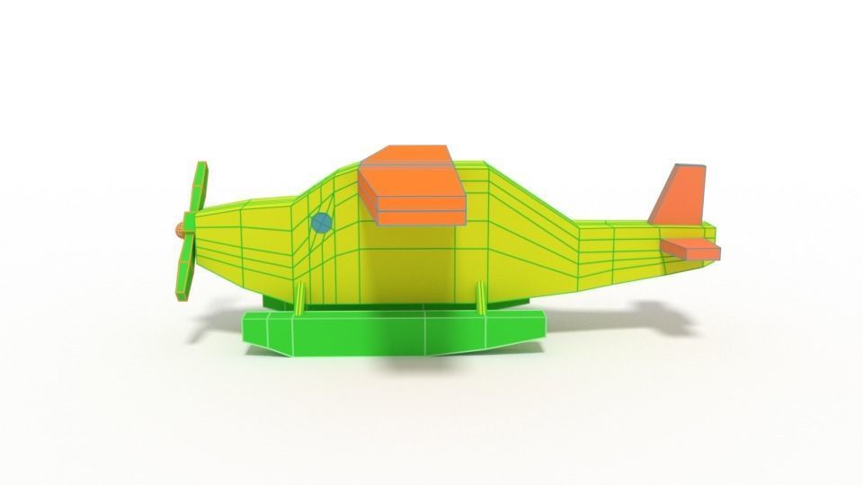 Low Poly Cartoon Hydroplane Toy Low-poly 3D model_13