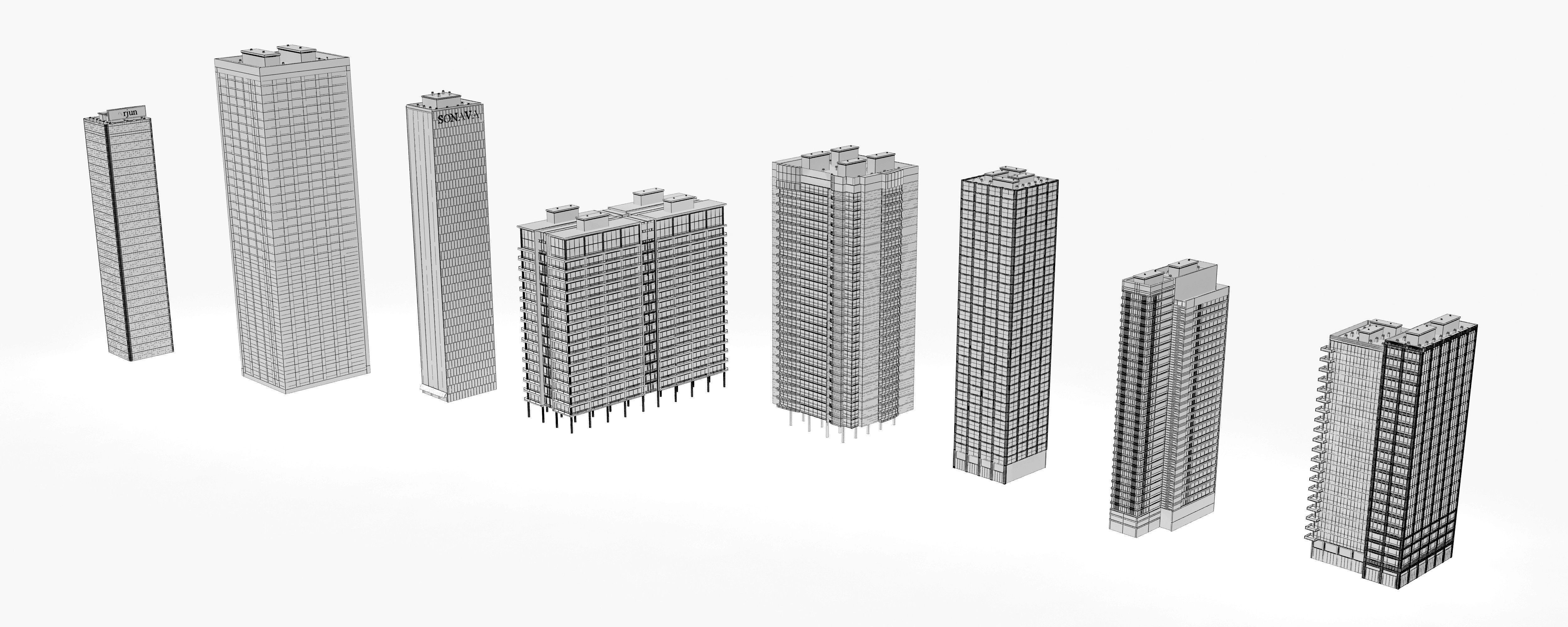 Buildings group of 3D model_1