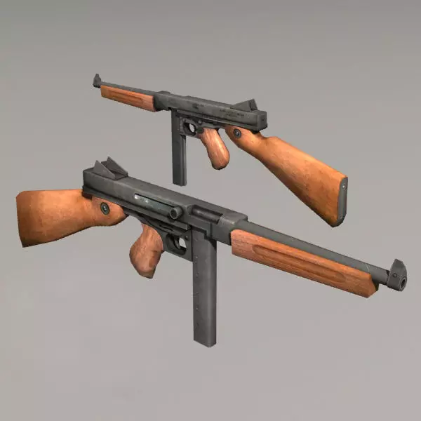 Thompson M1A1 Low-poly 3D model_0