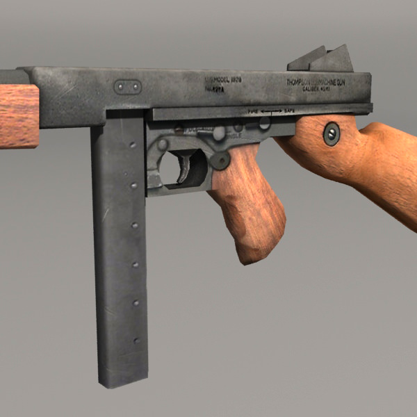 Thompson M1A1 Low-poly 3D model_2