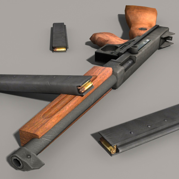 Thompson M1A1 Low-poly 3D model_3