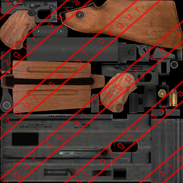 Thompson M1A1 Low-poly 3D model_5