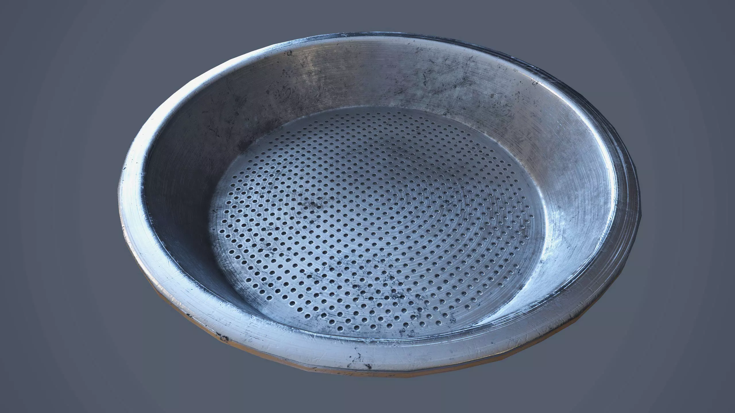 Sieve metal bowl Free low-poly 3D model