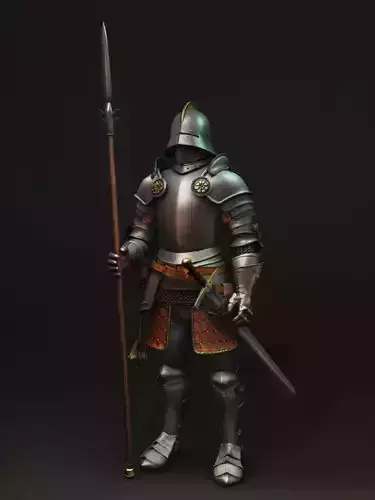 Knight in armor holding sword