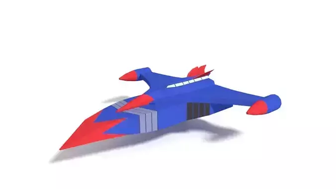 Low Poly Cartoon God Phoenix Spaceship