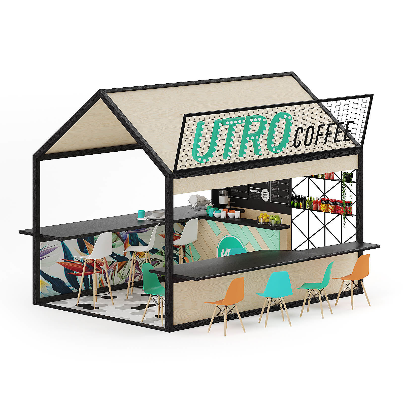 Coffee Kiosk 3D Model 3D model_6