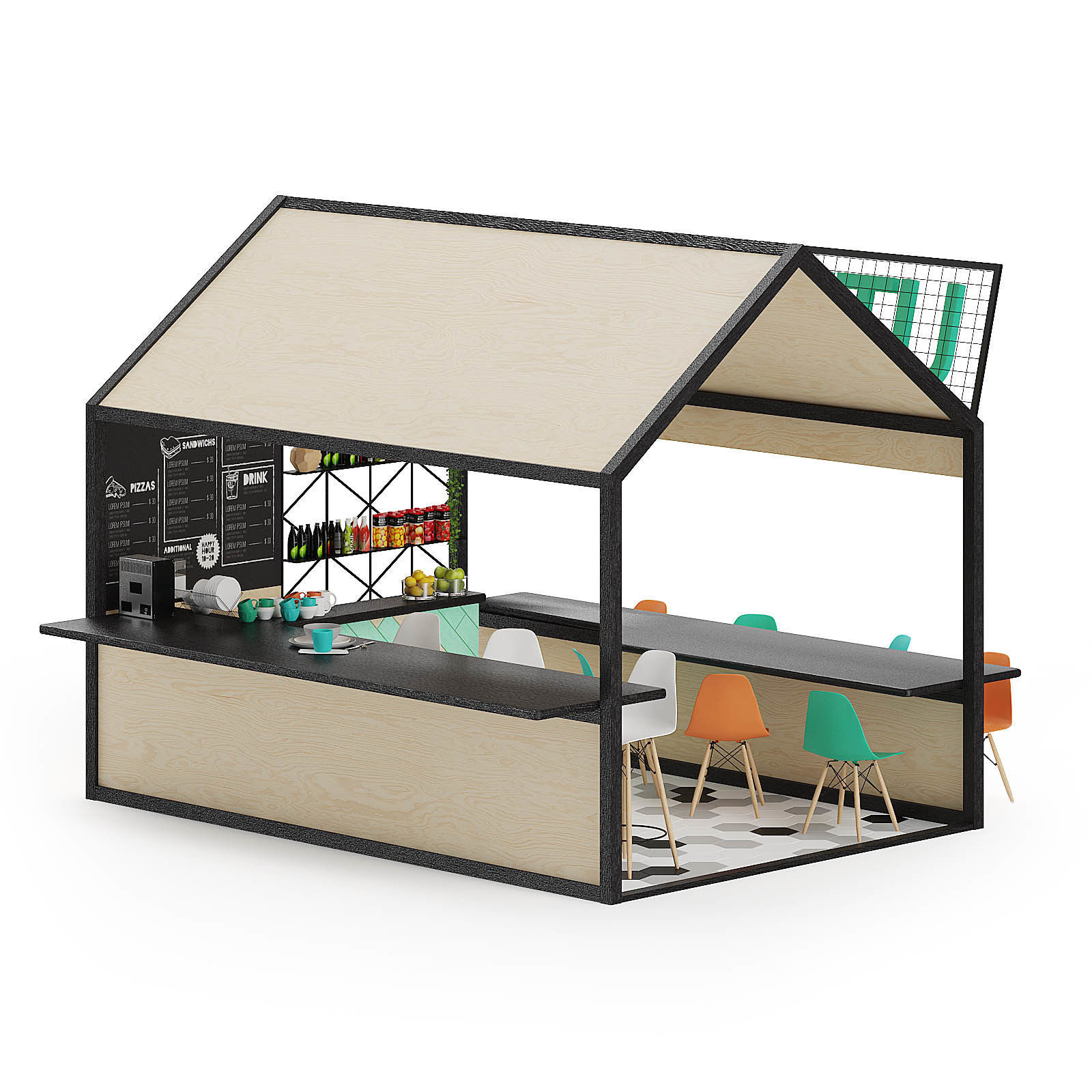 Coffee Kiosk 3D Model 3D model_4