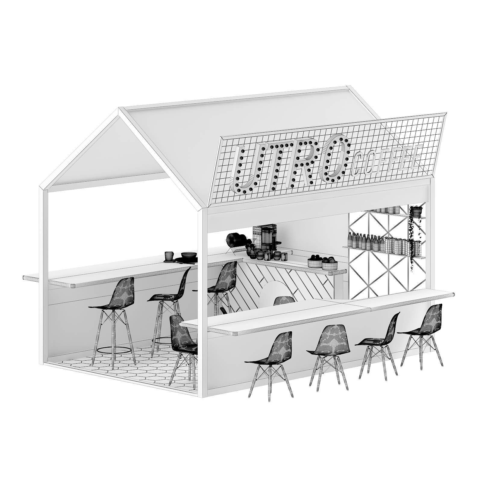 Coffee Kiosk 3D Model 3D model_7