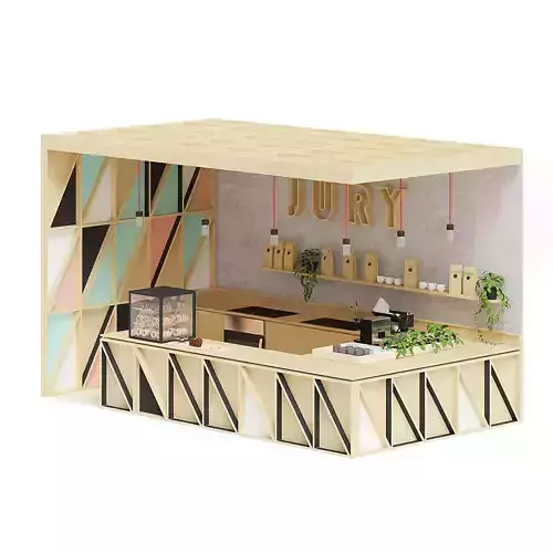 Wooden Kiosk 3D Model 3D model