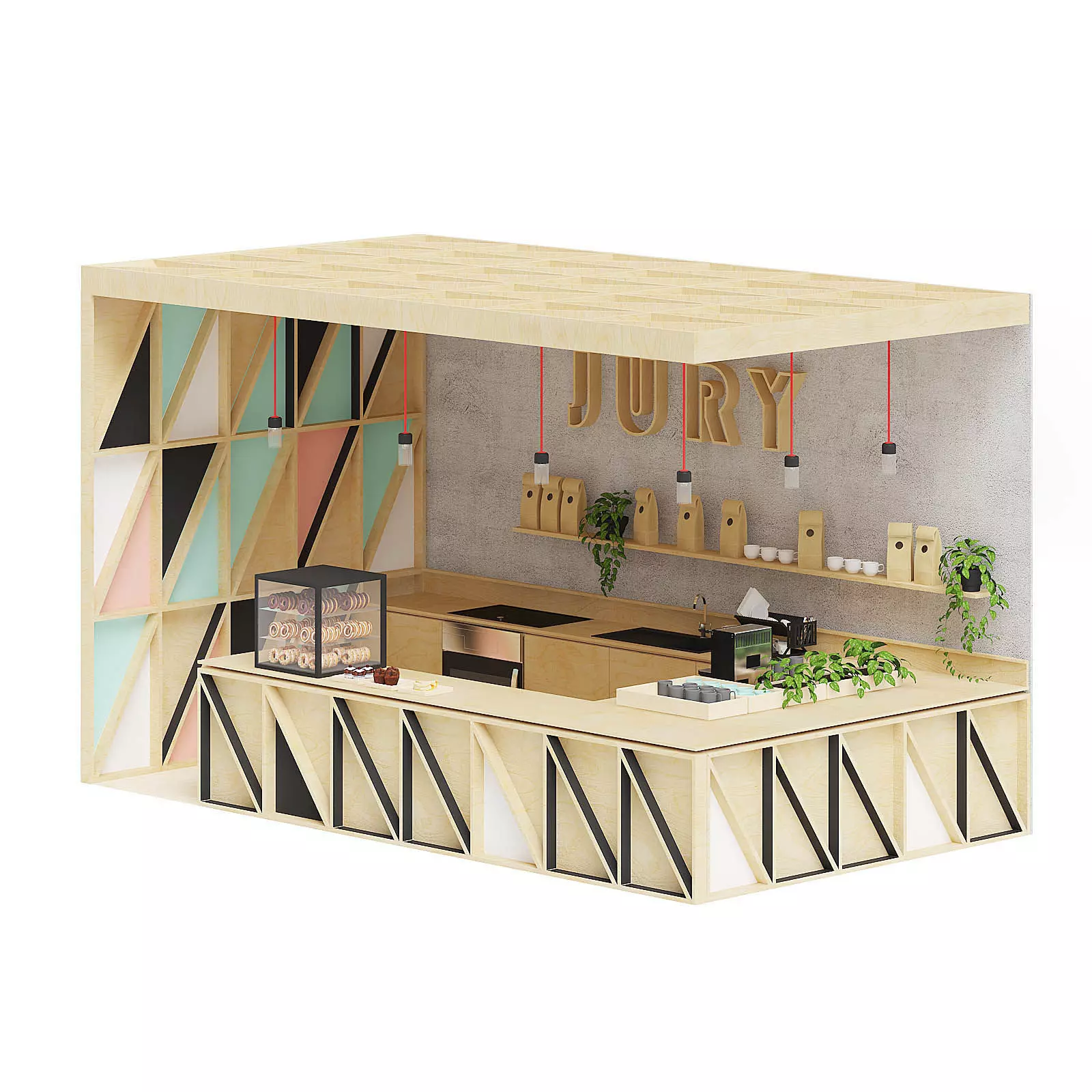 Wooden Kiosk 3D Model 3D model_0