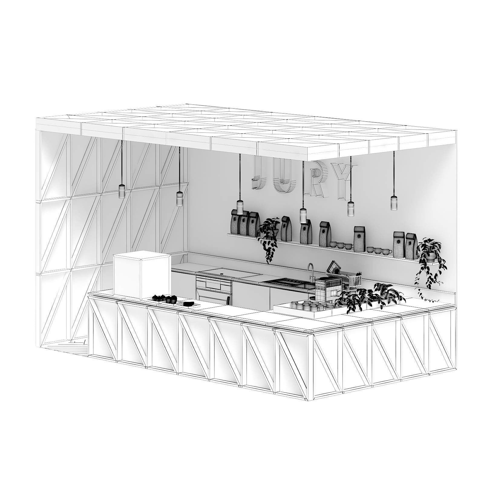 Wooden Kiosk 3D Model 3D model_1