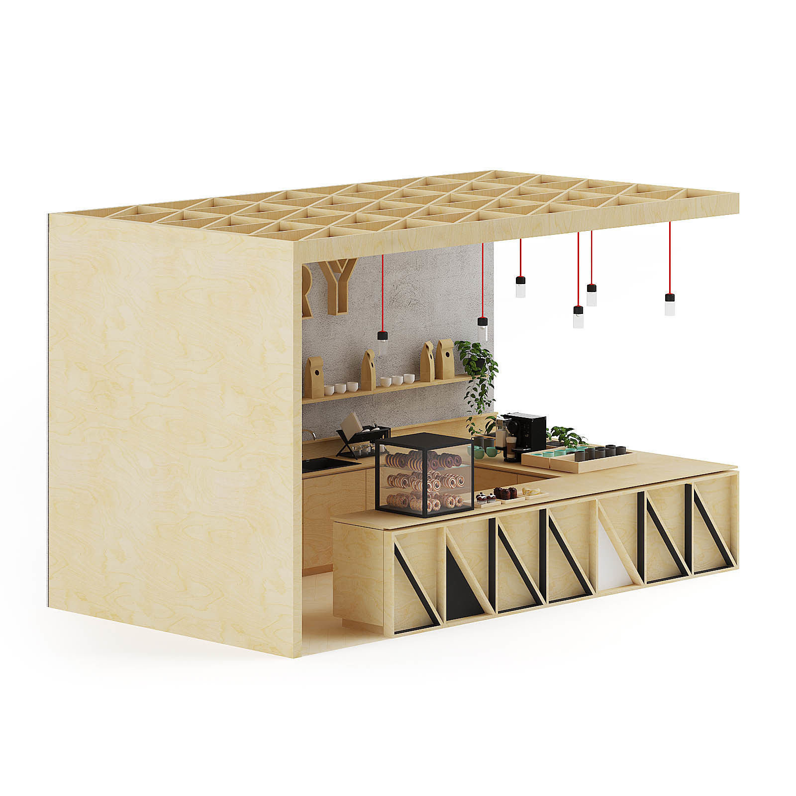 Wooden Kiosk 3D Model 3D model_6