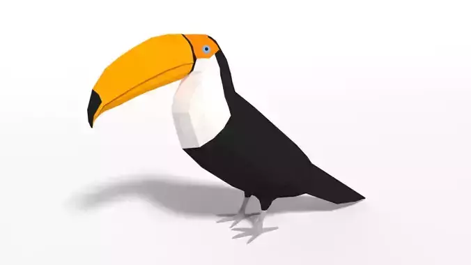 Low Poly Cartoon Toucan Bird Low-poly 3D model
