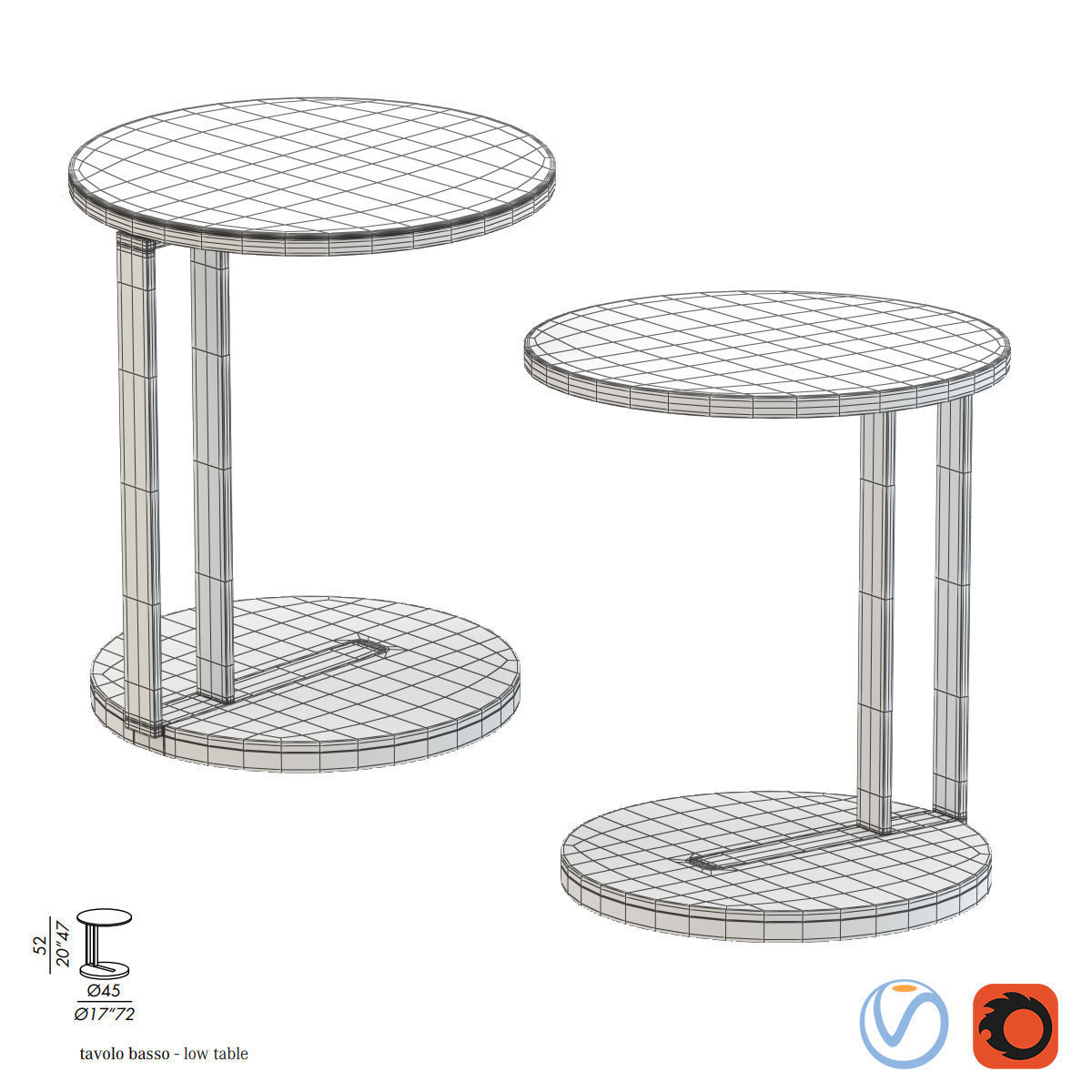 Meridiani Ralf Low Table Low-poly 3D model_1