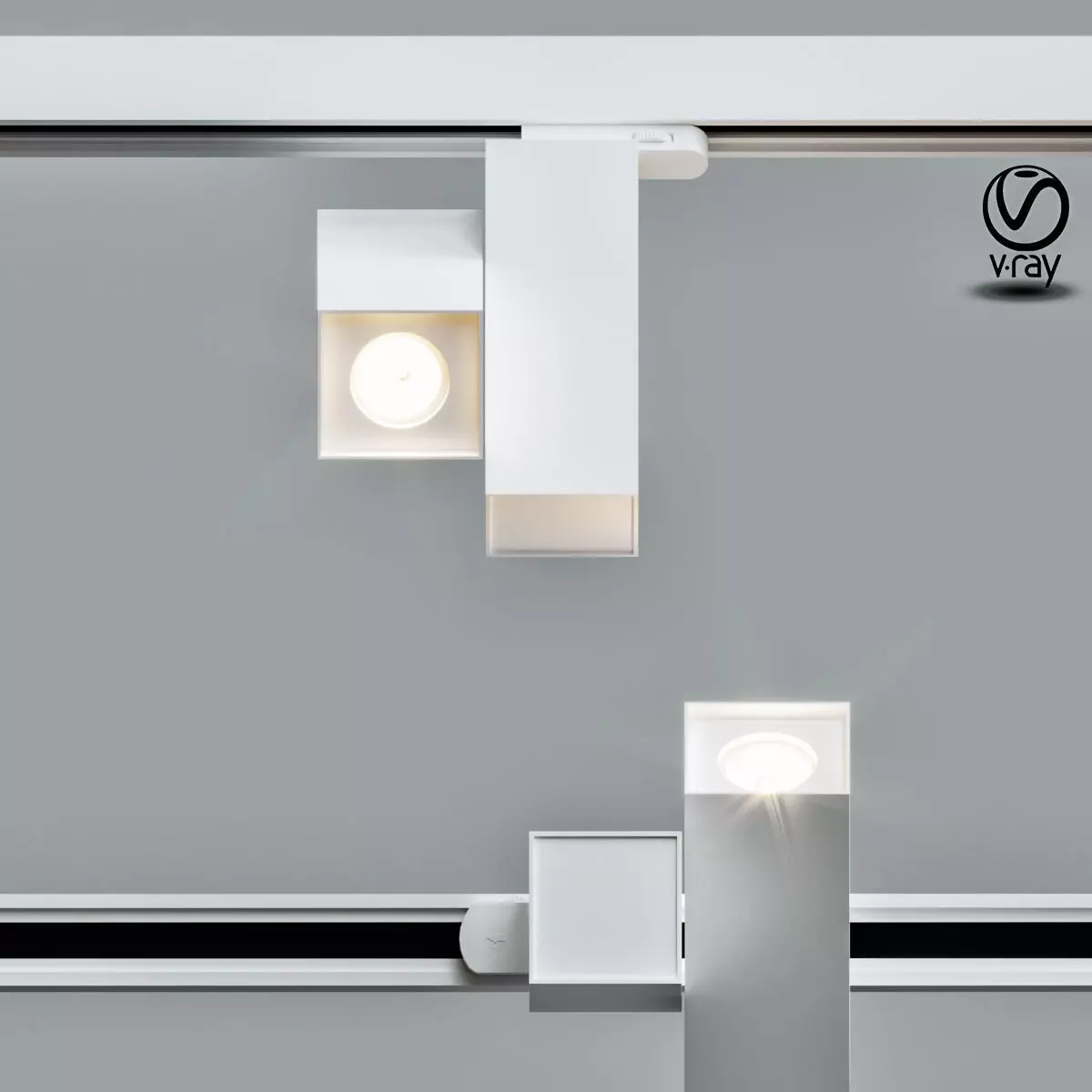 HID TRACK LIGHT HALOGEN LED SQUARE 3D model_0