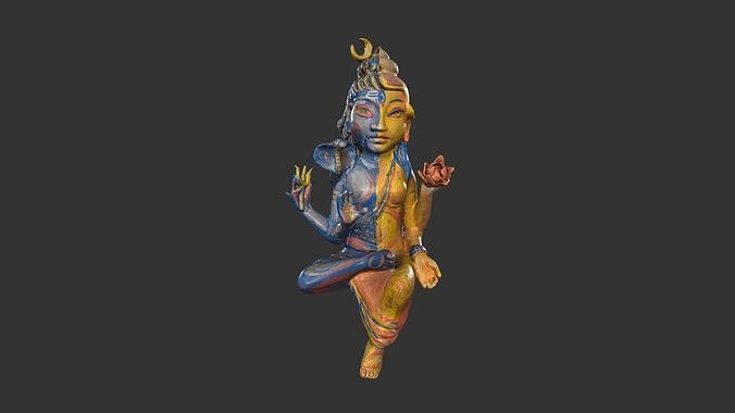 ShivaShakti statue Low-poly 3D model