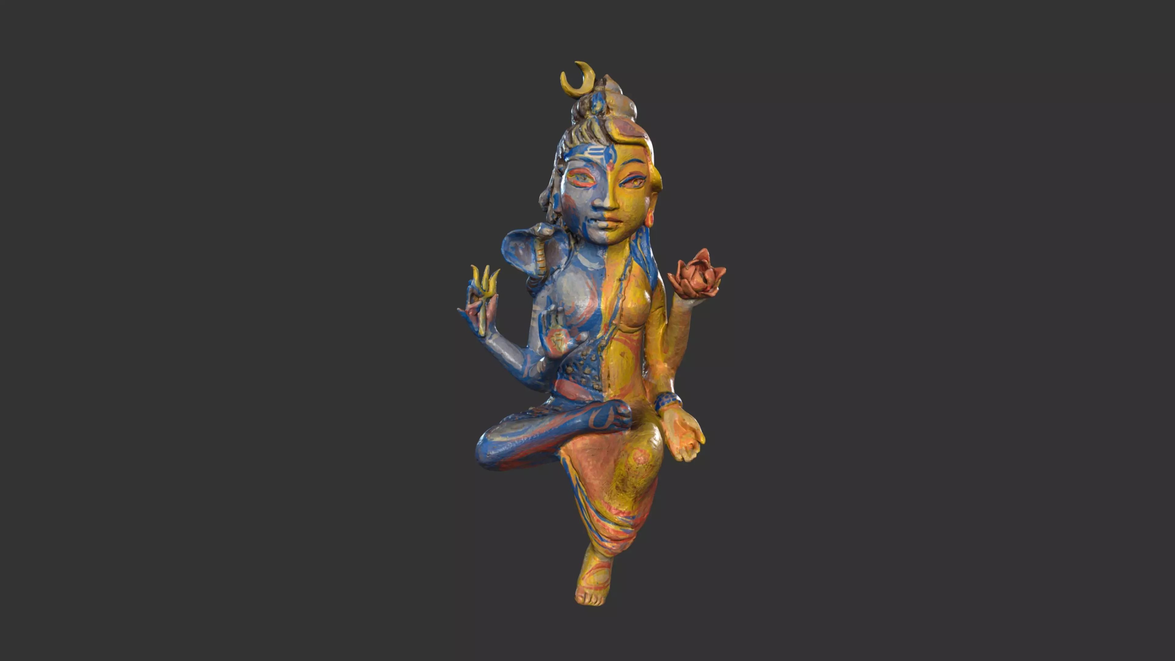 ShivaShakti statue Low-poly 3D model_0