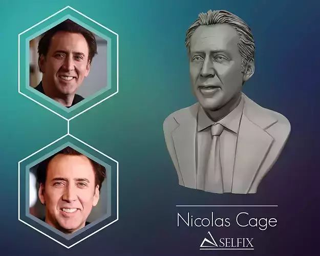 Nicolas Cage 3D printable portrait model 3D print model