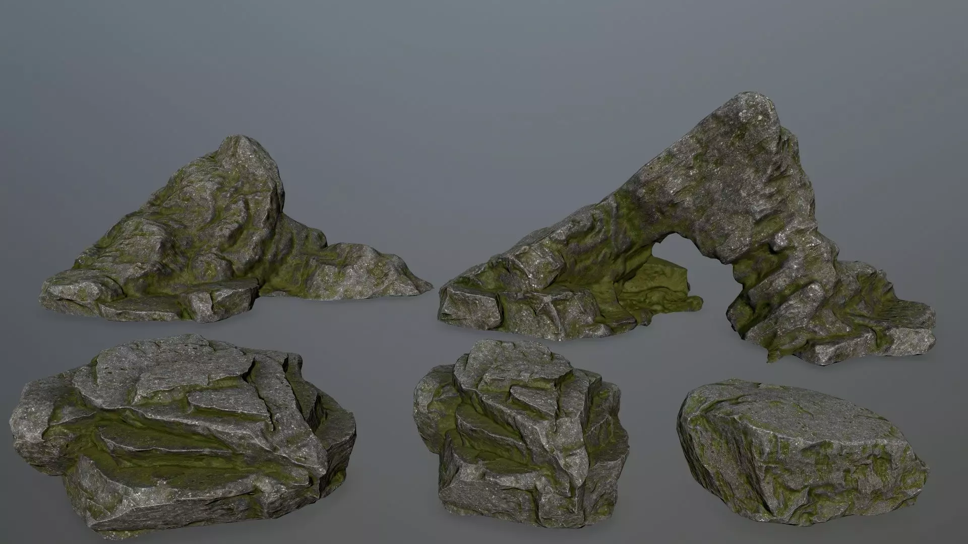 rock set Low-poly 3D model_0