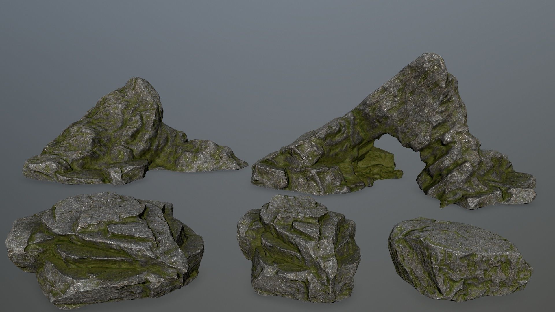 rock set Low-poly 3D model_14