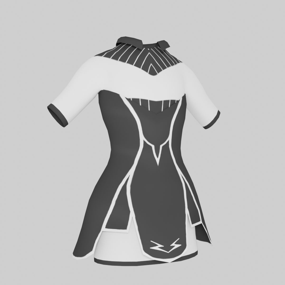 School Girl Dress Low-poly 3D model_3