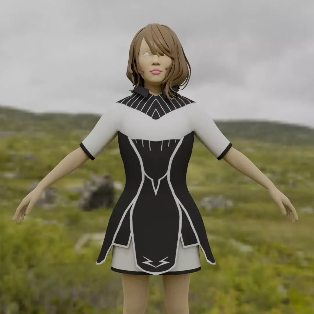 School Girl Dress Low-poly 3D model_0